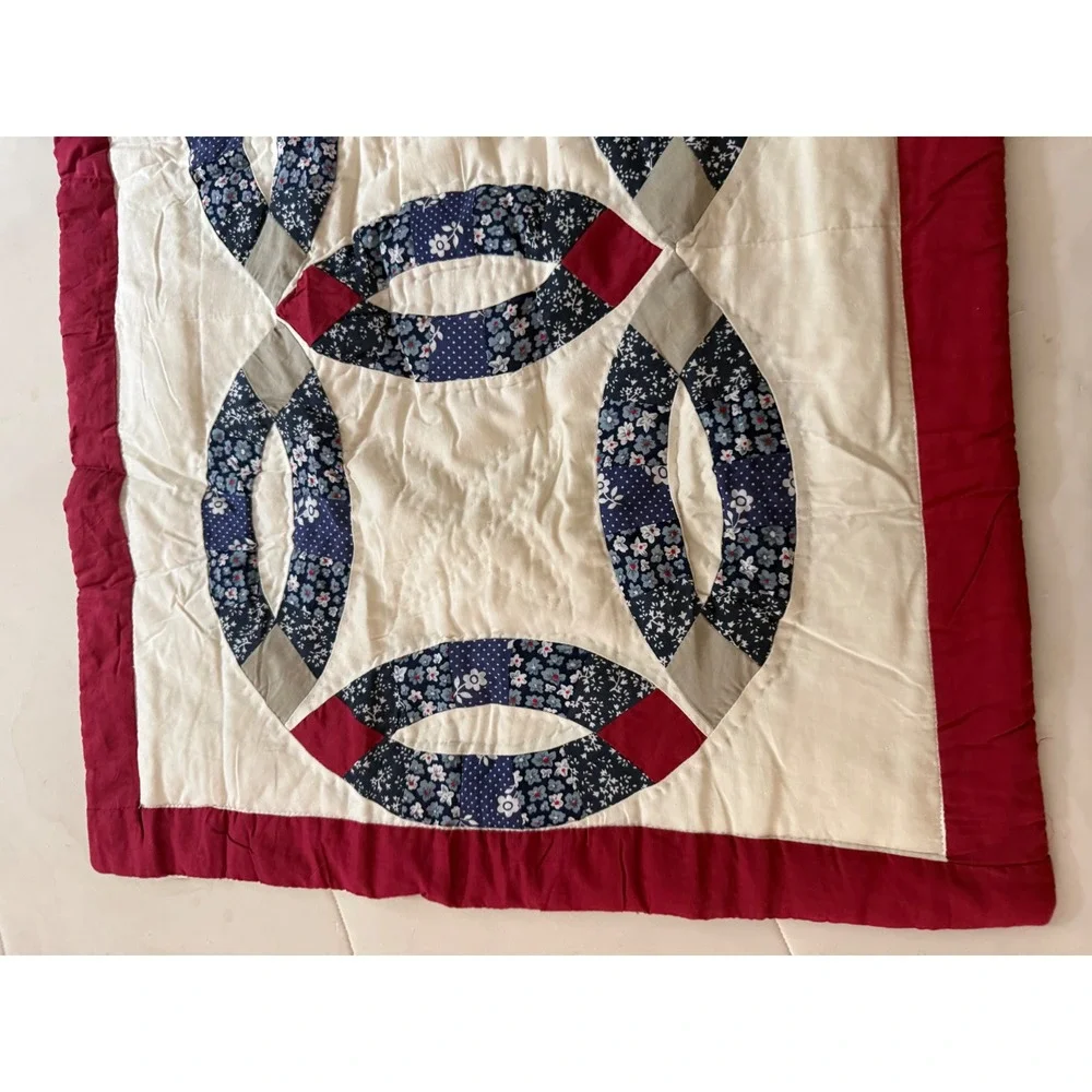 Vintage Double Wedding Ring Quilt Patchwork Pillow Sham